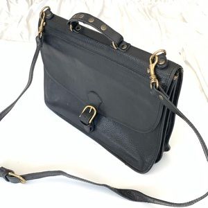 Vintage Black Leather and Brass Hardware Briefcase